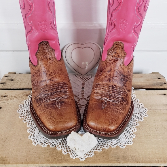 🌸AvaiLable🌸inQuire pLease🌸Vtg Pink ARIAT Crossfire Caliente Cowgirl Boots - Picture 14 of 16